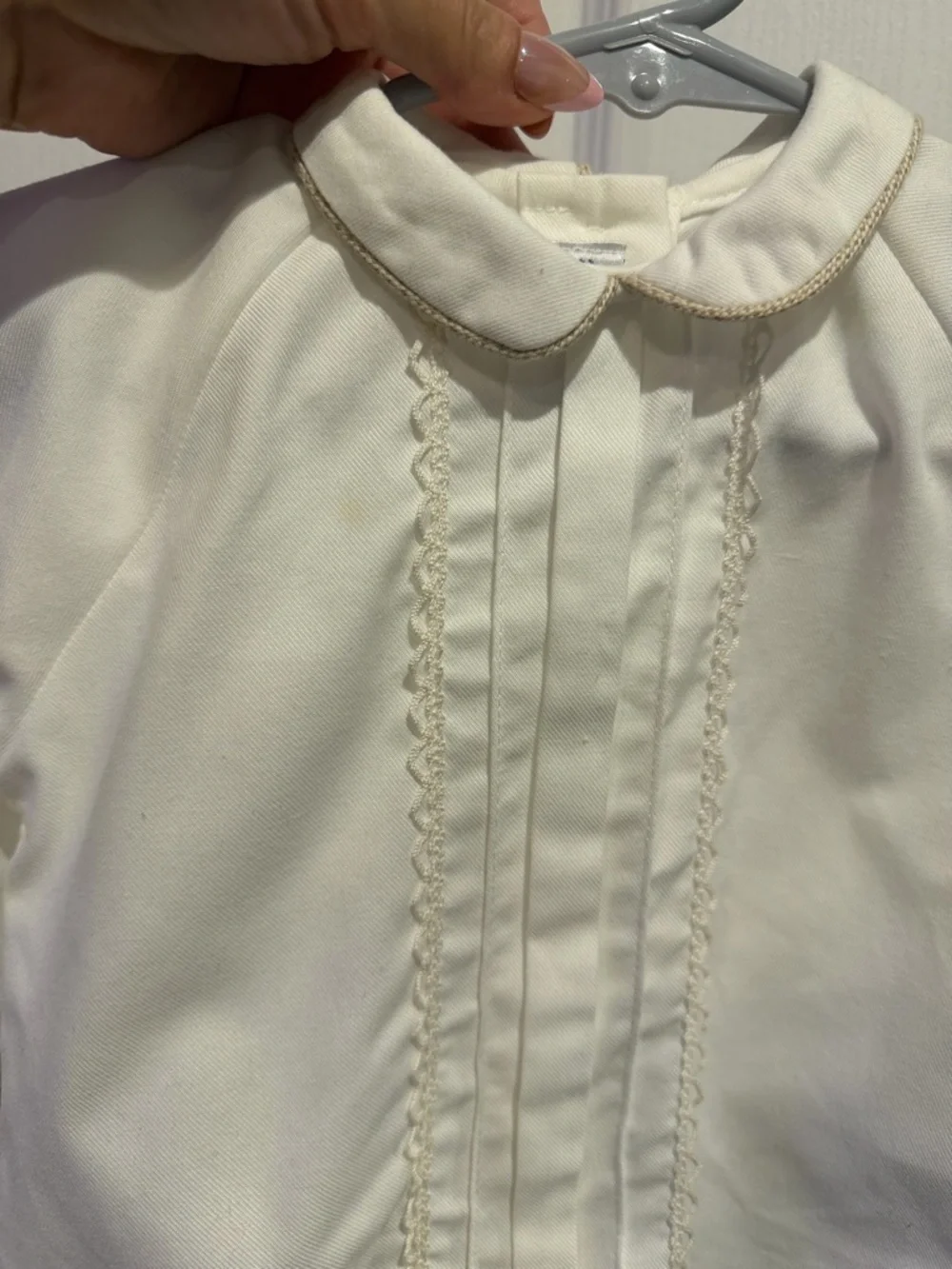 Classic Cream overalls babies' Matching Set with White Shirt European style.